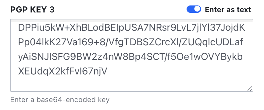 Screen shot showing pasted base64 public key in Vault UI